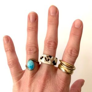 Two Seaside Rings: Larimar and Shell